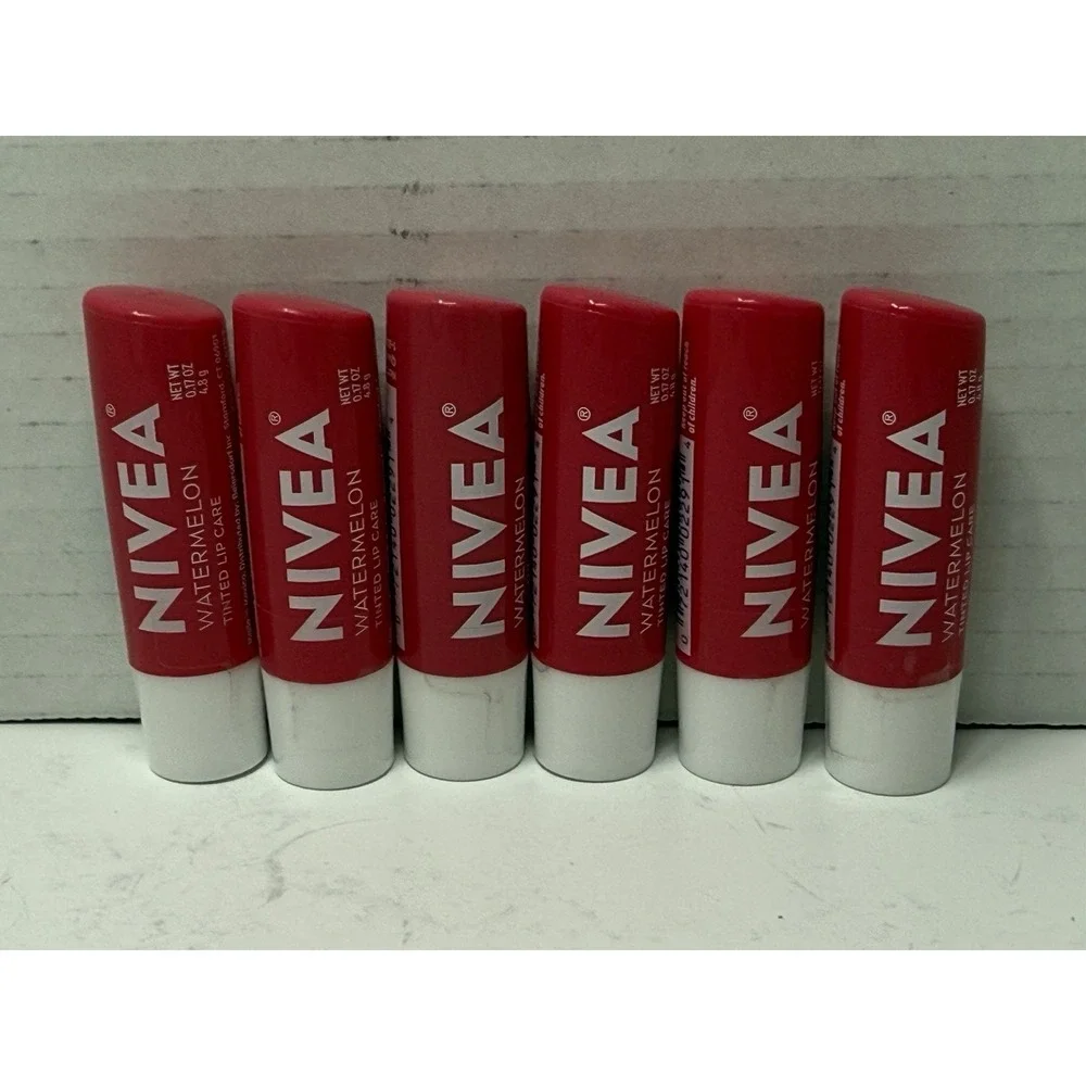 6 New Nivea Watermelon Lip Care Balm 0.17 oz